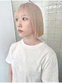 ミルクティー/ホワイトベージュ/ベージュ/髪質改善/ボブ/学割