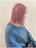 ピンクベージュピンクミルクティーブリーチありダブルカラー