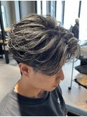 熊本メンズカラー メッシュ ハイライト センターパート