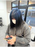 ルーツカラー　ブルー　ブラック