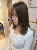 ミディアムレイヤー 前髪カット