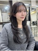 ミディアムレイヤー 艶カラー 顔まわり髪質改善 博多美容室