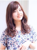 【Lond佐野】厚めバング小顔ロングデザインカラー色気ローライト