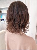 福山市美容室Caary 外ハネ パーマ ピンクベージュ