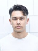 七三オールバックツイストパーマかき上げヘアコンマヘアe1