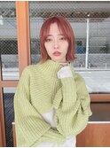 イメチェンモード外ハネウルフボブ×暖色おしゃれカラー