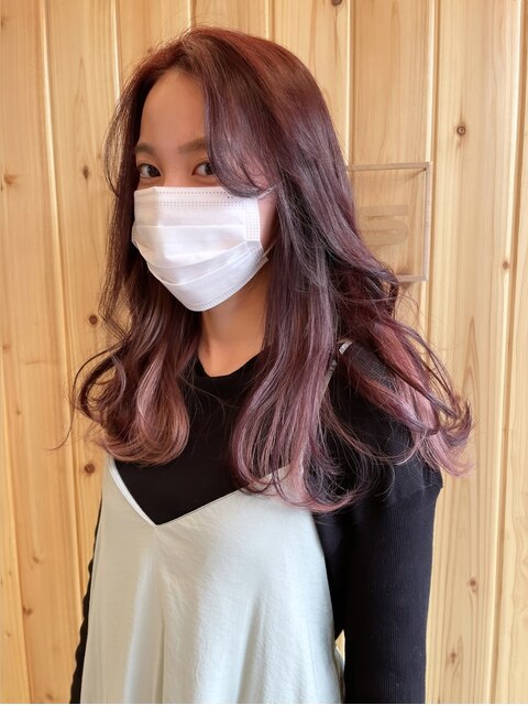 【oasisマミ】インナーカラーピンクケアブリーチ/暗髪暖色カラー