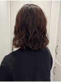 ボブパーマ黒髪小顔カットウエットへアタッセルボブゆるふわ