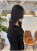 黒髪　姫カット　前髪ぱっつん　ロングストレート
