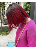 ピンク/ミディ/バレイヤージュ/韓国/コリアン/髪質改善