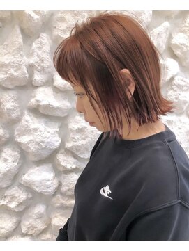 モアナ バイ ヘッドライト 沖縄豊見城店(Moana by HEADLIGHT) Moana【豊見城】#オレンジベージュ#耳かけボブ#韓国風#外はね