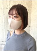 ショートボブ/インナーカラー/イヤリングカラー/オレンジ