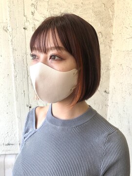 ペネロープ(Penelope) ショートボブ/インナーカラー/イヤリングカラー/オレンジ