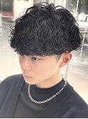 波巻きパーマメンズマッシュセンターパートメンズパーマ鹿児島