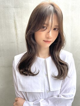 プランツヘアー 大人ショコラベージュ　韓国風くびれロングヘア　博多美容室