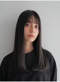 アッシュグレー×艶髪ロング