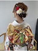 大人気◎結婚式成人式卒業式編み込みアレンジ金箔アレンジ