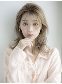 イメチェン/ホワイトブロンド/外ハネボブ/ワイドバング/いわき66