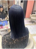 ブリーチ2回～ネイビー髪質改善カラー