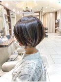 ミルクティーグレージュ×丸みショートボブ【Ash大泉学園 横山】