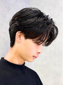 エルマーク 心斎橋(L-MARK) 黒髪マッシュナチュラルマッシュメンズヘア韓国ツーブロック