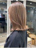 似合わせカットミディアムボブハイトーンメルティカラーベージュ