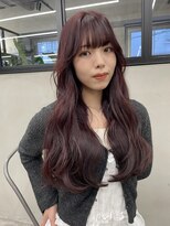ニコ トウキョウ 渋谷(nico TOKYO)&nbsp;ダブルカラーチェリーレッドピンクブラウン韓国レイヤーロング