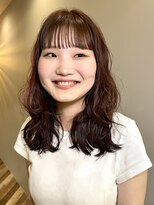 イギー(igggy) 前髪 ミディアムパーマ デジタルパーマ ロングパーマ 暖色