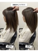 白髪ぼかしハイライト/脱白髪染めボブ