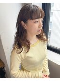 【天神今泉loty】ミディアムパーマ×オン眉バング