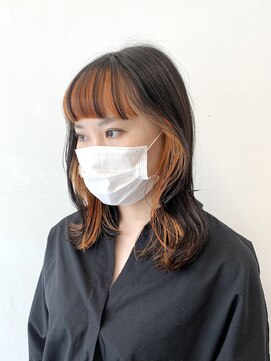 ココ 原宿(KOKO) 黒髪小顔クラゲヘアーオリーブグレーココアベージュインナー