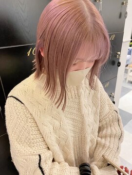 アース コアフュールボーテ みどり店(EARTH coiffure beaute) ピンクベージュダブルカラーケアブリーチ外ハネボブ