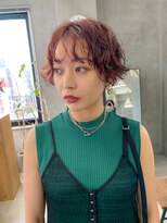 テトヘアー(teto hair) パーマショート、オレンジベージュ、ニュアンスパーマ