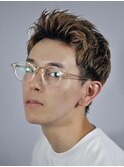メンズショートビジネスツーブロックセンターパートフェード