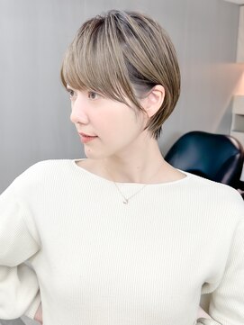 ロンドシエル 横浜(Lond ciel) ミニウルフチェリーブラウンブリーチなしショートボブ前髪/横浜