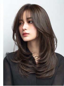 ダル 渋谷/表参道(DAL.) 顔周りカットハッシュカットダークブラウンワンホンレイヤー韓国