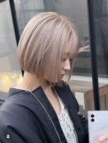プネル(punel)&nbsp;原宿　ミルクティーグレージュ　ミニボブ　外国人風カラー