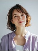 ミルクブラウン/ダークパープル/ナチュラルショート/夏/センター