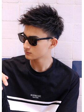 ネイビー(NAVY) ワイルドアップバング 2ブロックモヒカン ビジカジ