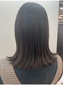 切りっぱなし外ハネミディアム×地毛風チョコレートブラウン