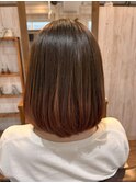 シンプルボブのナチュラルオレンジグラデーション