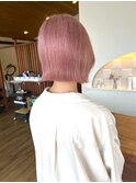 パッツンボブ×ペールピンク