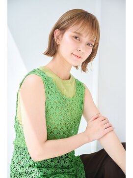 リトル 熊本(little) 今季人気！シルキーベージュの切りっぱなしボブ