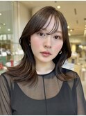 切りっぱなしボブ エアリーロング 美髪 ピンクブラウン