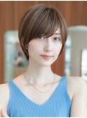 20代30代丸みショート似合わせカットシースルーバングハイライト