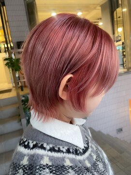 シェル(SHEL+L) ちょこっと。襟足　コーラルピンクショートウルフ【滝野】