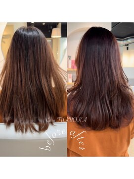 カラ フクオカ(Cara FUKUOKA) 《★髪質改善うる艶水素カラー＋カット★》チェリーレッド