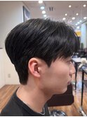 韓国マッシュセンターパートダウンパーマコンマヘアメンズ学割