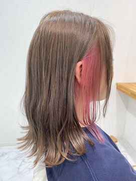 アントワープヘアー 知多半田駅前店(Antwerp hair) ミルクティー系ベージュにピンク系インナー