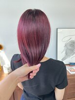 ヘアー アイス 御器所本店(HAIR ICI)&nbsp;ツヤ感◎チェリーレッド暖色カラー×韓国風ボブ